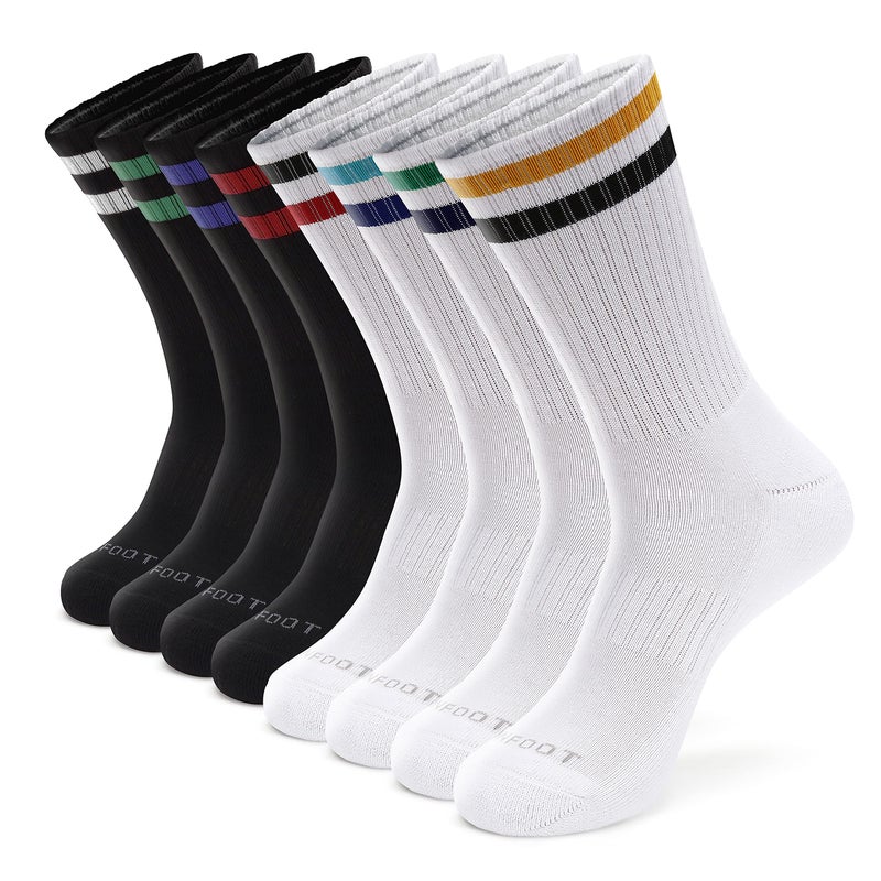 MONFOOT جوارب رياضية مبطنة للرجال/النساء من MONFOOT، 8 أزواج، مجموعة متوسطة مخططة - Image 1